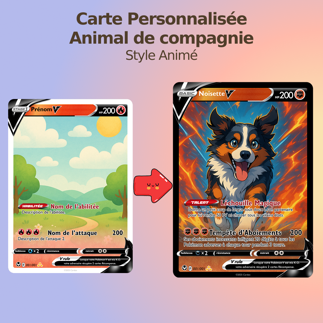 Carte Personnalisée Animal de compagnie ❤️ Style Animé