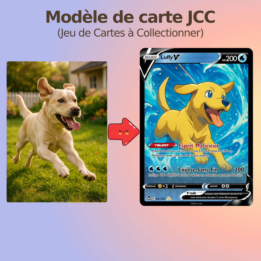 Carte Personnalisée Animal de compagnie ❤️ Style Animé