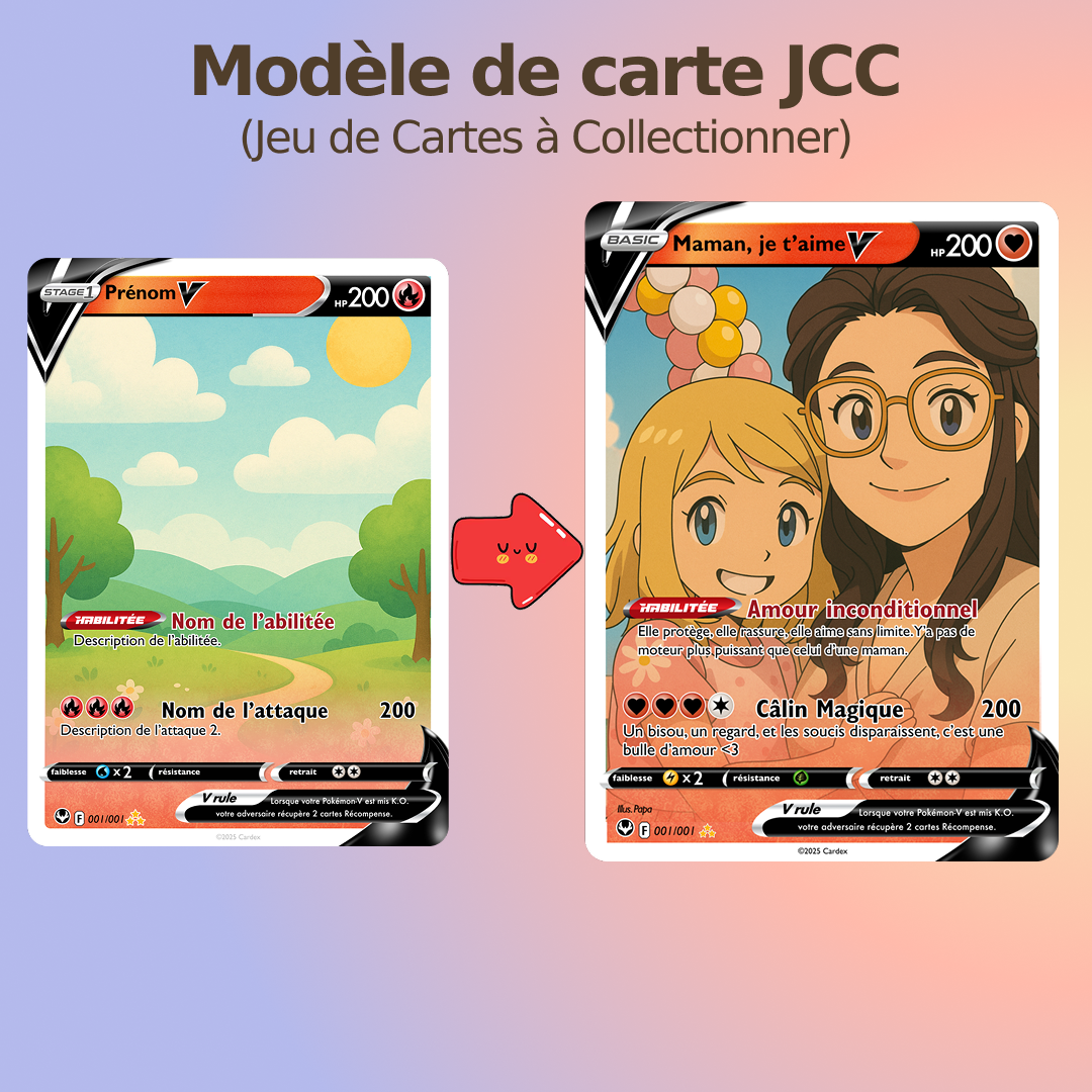 Carte Personnalisée Famille ❤️ Style Animé