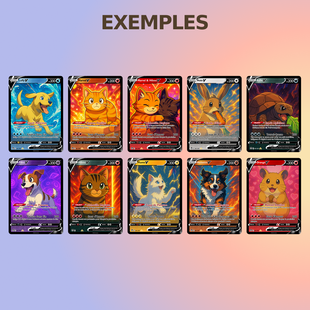 Carte Personnalisée Animal de compagnie ❤️ Style Animé