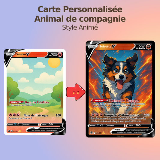 Carte Personnalisée Animal de compagnie ❤️ Style Animé