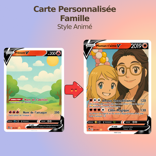 Carte Personnalisée Famille ❤️ Style Animé