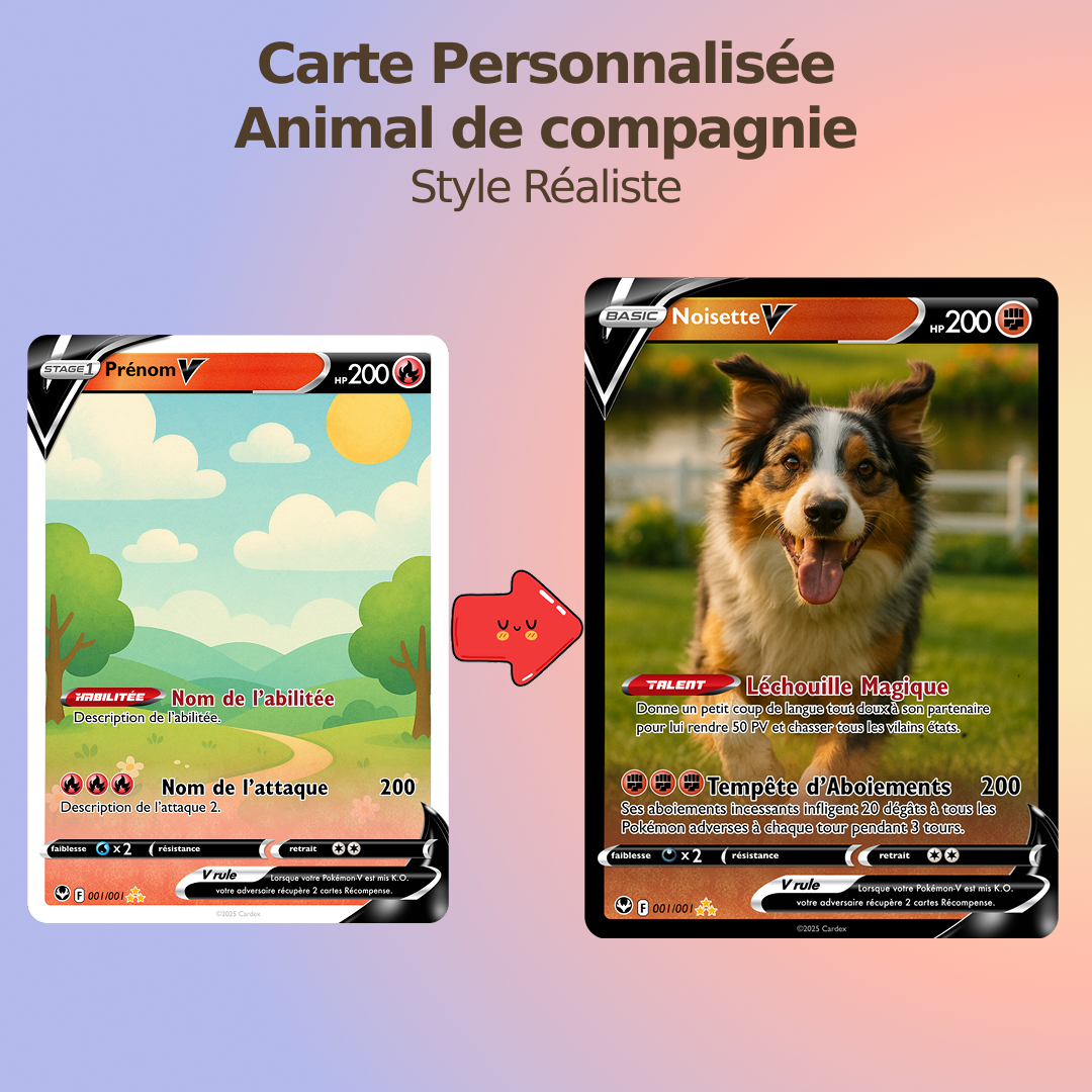 Carte Personnalisée Animal de compagnie ❤️ Style Réaliste