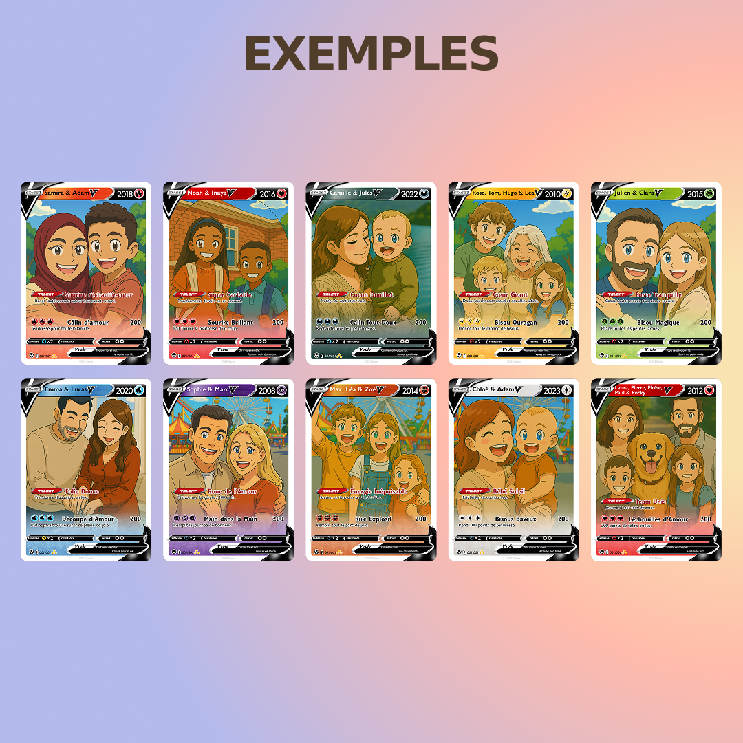 Carte Personnalisée Famille ❤️ Style Animé