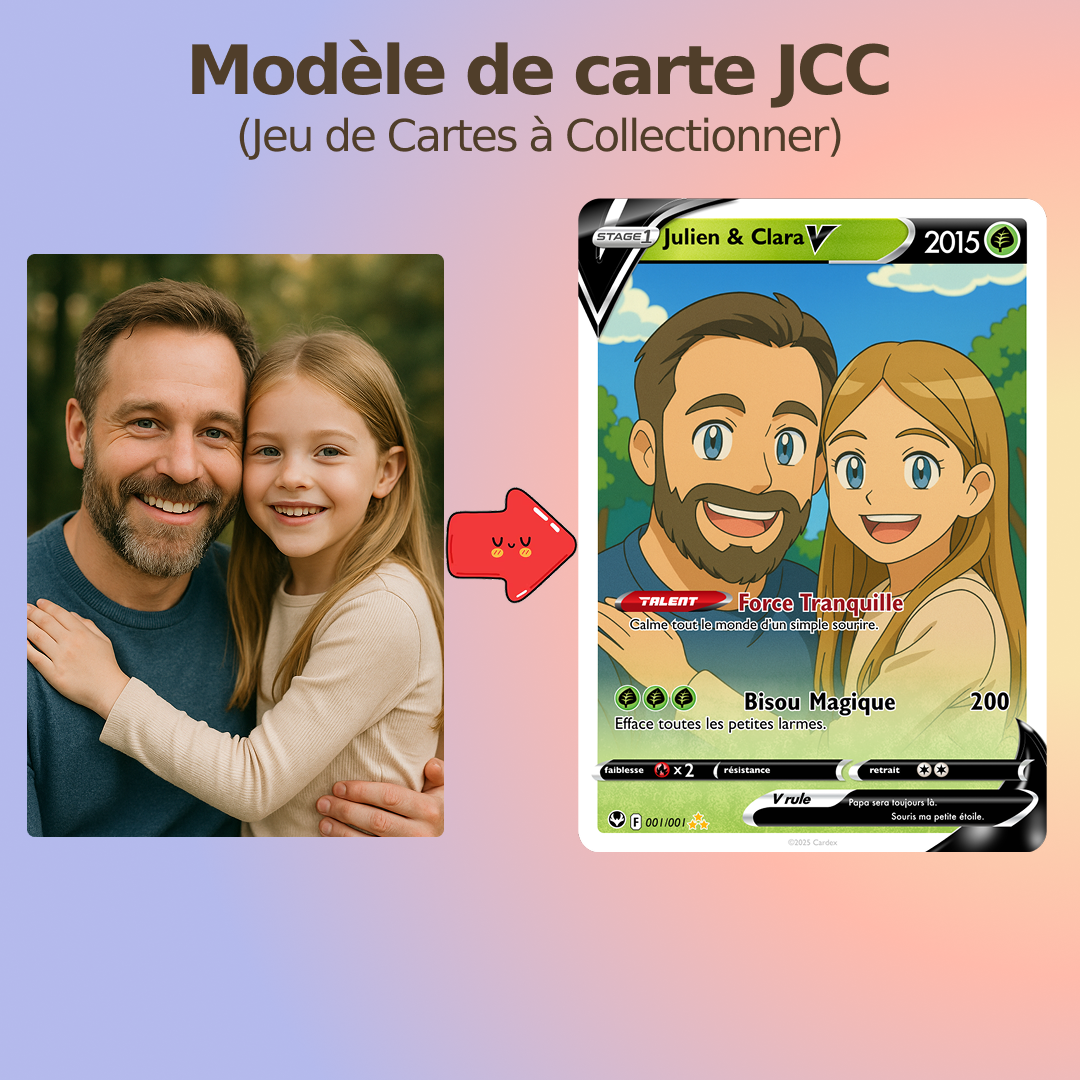 Carte Personnalisée Famille ❤️ Style Animé