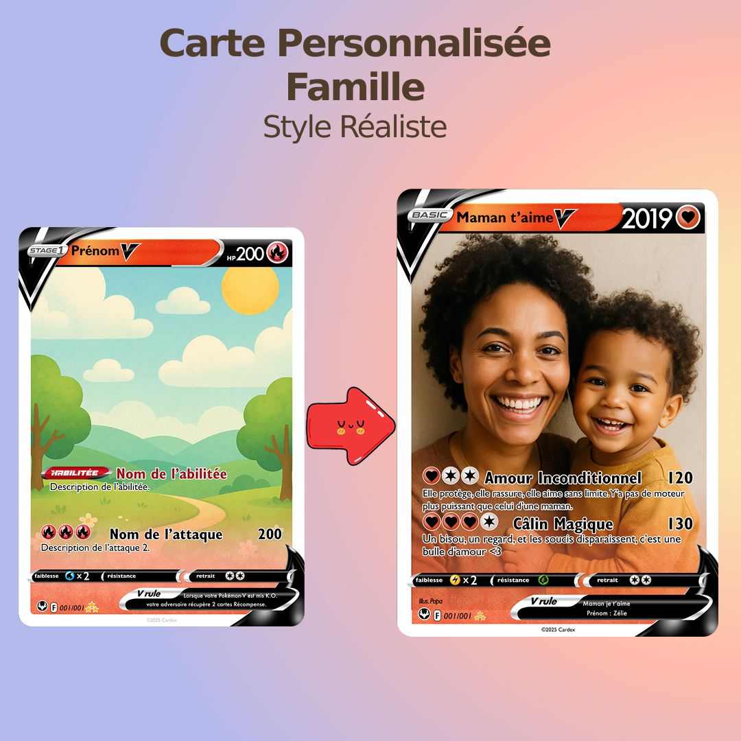 Carte Personnalisée Famille ❤️ Style Réaliste