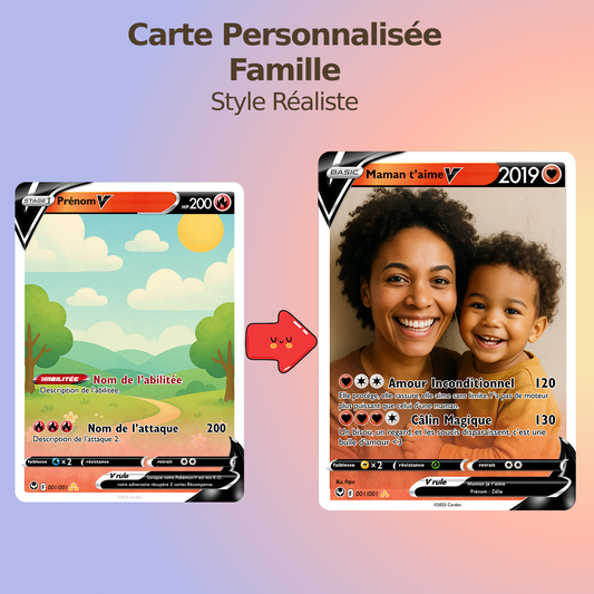 Carte Personnalisée Famille ❤️ Style Réaliste